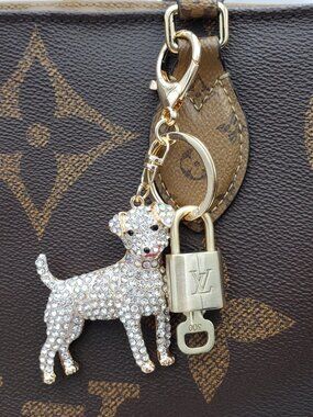 Authentic Louis Vuitton Padlock Gold 🔒 Key Set + Unbranded Dog Keychain Charm